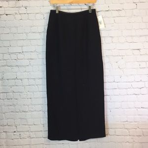 NWT Kasper Maxi Skirt Black 15” Slit Size 6 Petite